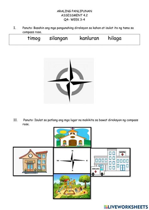 pangunahing direksyon worksheet